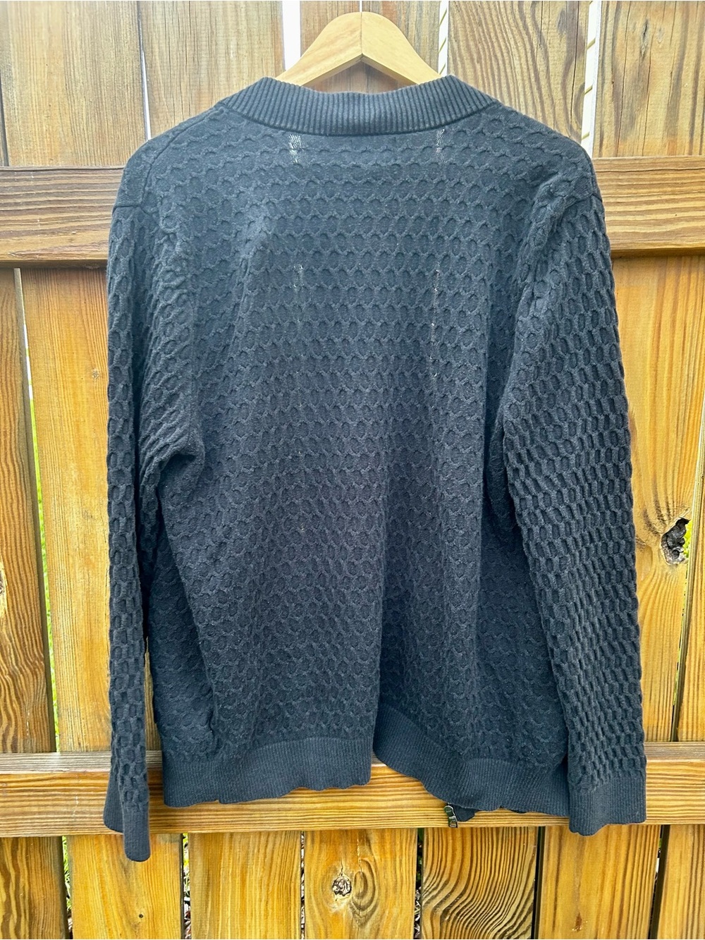 Lands' End Sweater Chase Bank Dark Navy Full Zip-Up Sz. M/T - Picture 8 of 9